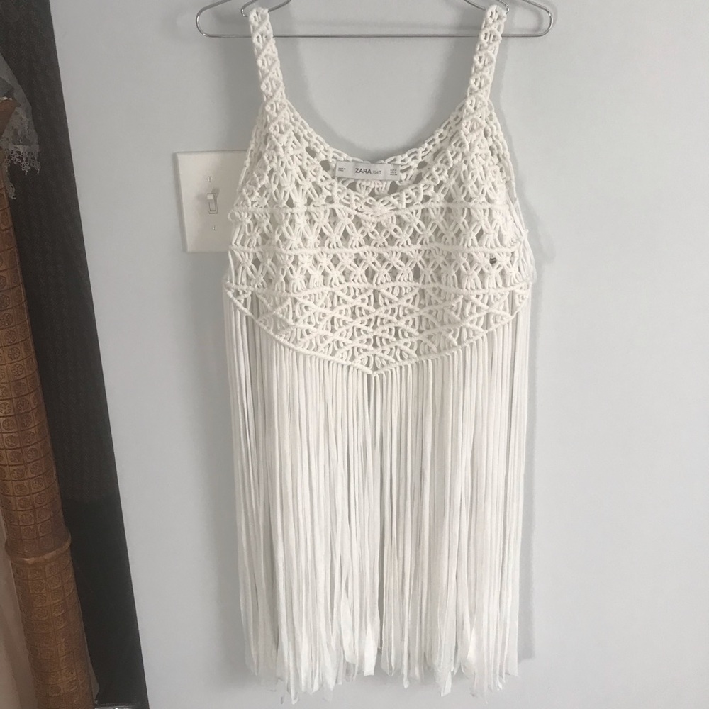 Zara Crochet Fringe Top